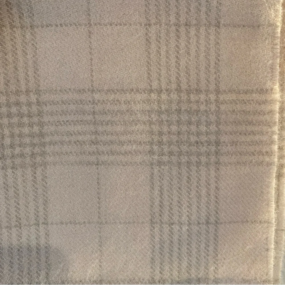 NWT Peruvian Connection Scarf Cream/Gray Plaid‎ 100 % Baby Alpaca 12x66”
